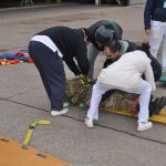 Rescate de herido en tabla rígida