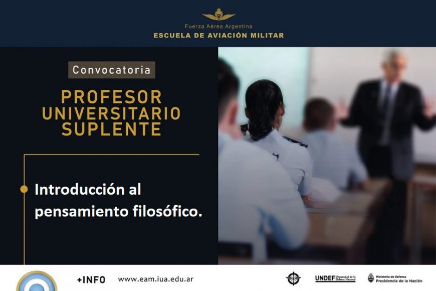 Convocatoria de Profesor/a Nivel Universitario Carácter Suplente Para EAM || «INTRODUCCIÓN AL PENSAMIENTO FILOSÓFICO»