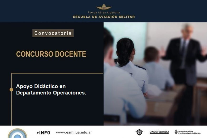 Convocatoria de Concurso: Profesor/a de Nivel Universitario – Apoyo Didáctico en Departamento Operaciones.